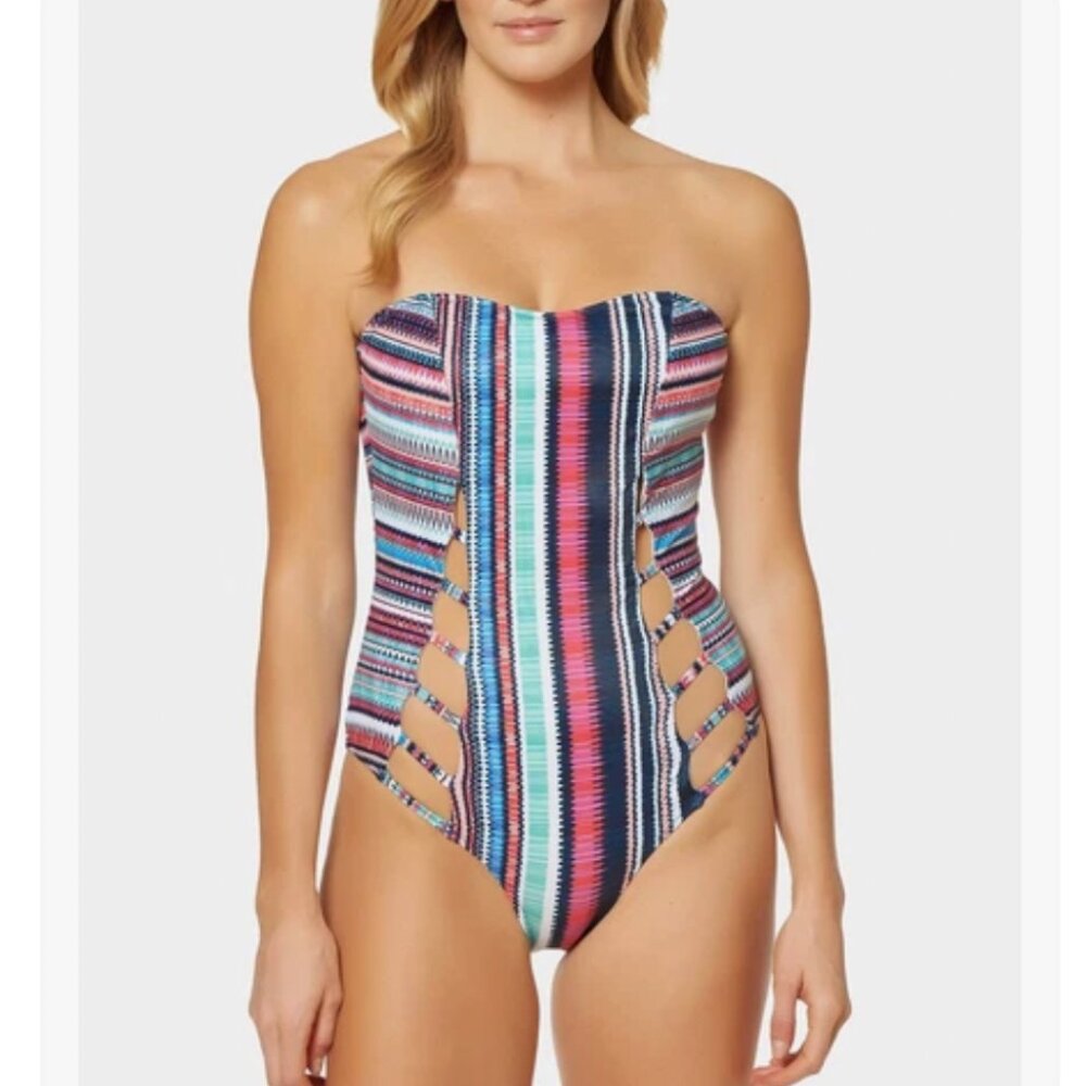 Jessica Simpson multi bandeau one piece swimsuit